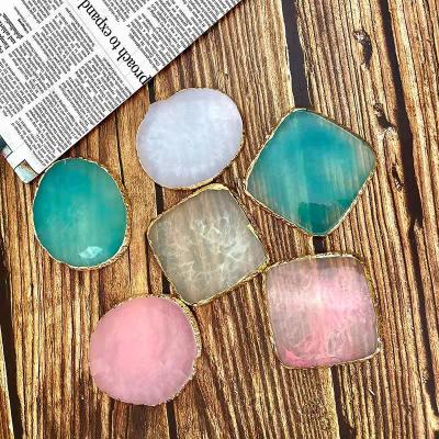 China Cheap Europe Hot Sale Price Rose Quartz Resin Agate Coaster Candle Pad For Home Decor for sale