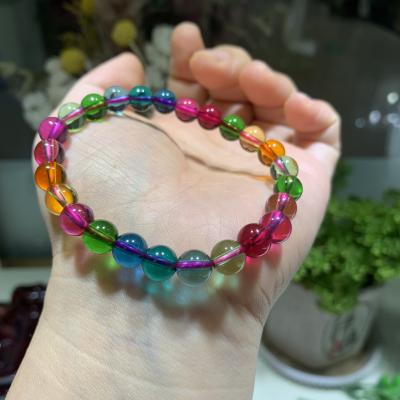 China China Crystal Tourmaline Bracelet Crystal Crafts Colorful Natural Wholesale Bead Bracelet For Crystal Healing for sale