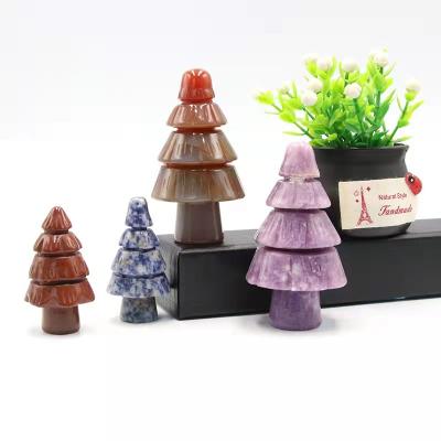 China Europe wholesale cut out Crystal Crafts Healing Mix Materials Crystal Tree Carving For Christmas decoration for sale