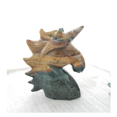 China China Crystal Crafts Cheap High Quality Natural Marine Jasper Carving Unicorn for sale