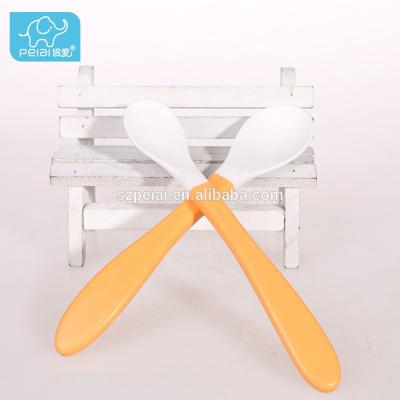 China Wholesale Free Wholesale High Quality Baby Food Spoon Solid Color BPA Solid Color Soft Plastic Baby Spoons for sale