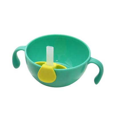 China 100% Free Wholesale Food Grade Silicone Feeding Baby Bowl Suction Baby BPA Silicone Bowl With Straw for sale