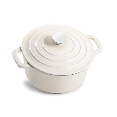 China Sustainable Non-Stick Enameled White Enamel Coated Cast Iron Pots Set Cookware Dutch Casserole Oven for sale