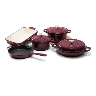 China Sustainable Wholesale High Quality Home Kitchen Custom Cooking Nonstick Enamel Cast Iron Cookware Sets for sale