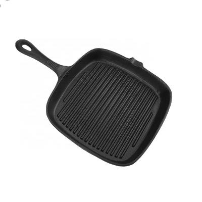 China Pre-Seasoned Eco-Friendly Induction Kitchenware Set Square Cast Iron Grill Griddle Pan Pan With Long Handle for sale