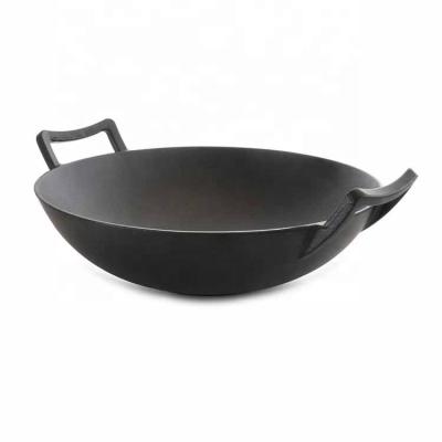 China Eco - Friendly High Quality Double Handle Preseasoned Chinese Cast Iron Wok for sale