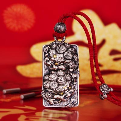 China High Quality Vulcan Ready to Ship Handmade Lion Dance Tag Necklace Pendant 925 Silver Charms Necklace for women&men for sale