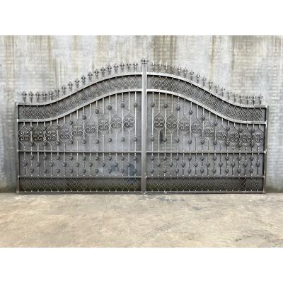 China Easily Assembled Wrought Iron Garden Villa Design Metal Exterior Double Doors Entrance Double Doors Customized Luxury Gates for sale