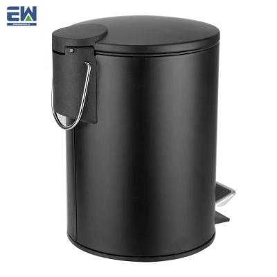 China Viable Small Size Pressing Type Modern Design Round Shape Lid Colse Lid Modern Design Sleek Laundry Waste Paper Trash Can Silent Black Trash Can for sale