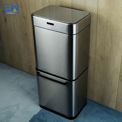 China Sustainable Newest Design Indoor Sensor Lid Recycling Bins With Automatic Wheels Multi Drawers Recycle Bin for sale