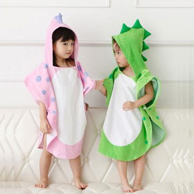 China Dinosaur Towel Kids Cotton Coat Beach Towel Hooded QUICK DRY Cartoon Printed Children Bathrobe Wholesale for sale