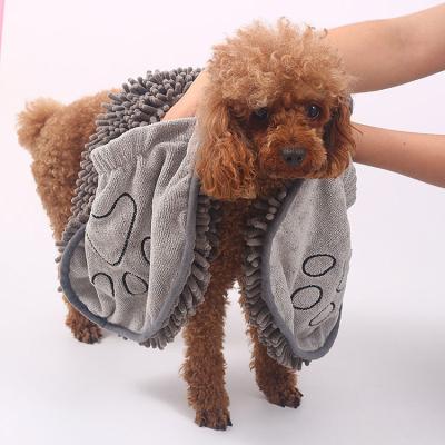 China New Viable Wholesale Strong Absorbent Bath Towel Dog Bathrobe Cat Bath Pet Supplies Double Bag Microfiber Pet Bath Towel for sale