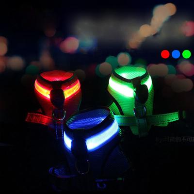 China Reflective Outdoor Nylon Adjustable Custom Dog Harness Rechargeable Led Pet Harness for sale