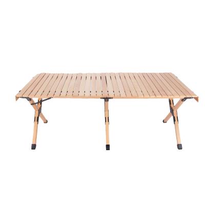 China Rolling Portable Multifunction Outdoor Folding Table Wooden Folding Table Egg Roll Structure Table for sale