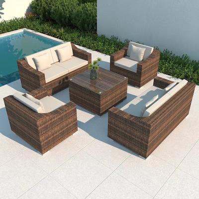 China Modern Contemporary Outdoor Garden PE Rattan / Wicker Sofa Furniture Set 5 Piece Sofa Sets for sale