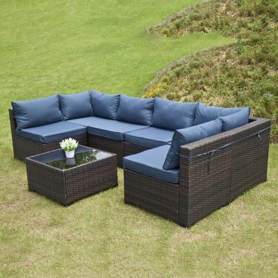 China Waterproof Hot Seller Outdoor Furniture Cover Garden Set Patio Rattan Sofas Color Customization Seven-piece Set Volume 0.76 Square for sale