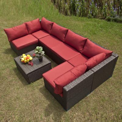 China Waterproof hot seller outdoor furniture cover garden set patio rattan sofas color customization Seven-piece setvolume 0.76 square for sale