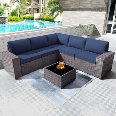 China Modern Contemporary Outdoor Garden PE Rattan / Wicker Sofa Furniture Set 6 Piece Sofa Sets for sale