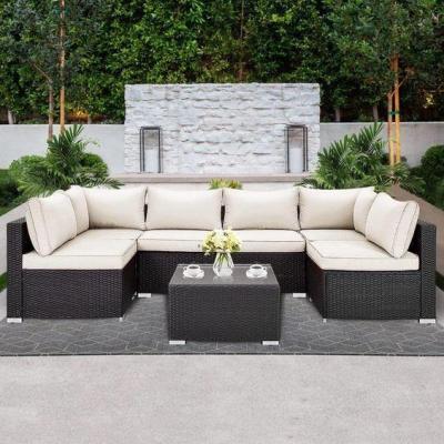 China Wholesale Modern Outdoor Scandinavian Balcony Woven Rattan Combination Sofa Set Outdoor Furniture Sofa Rattan Sofa Set for sale