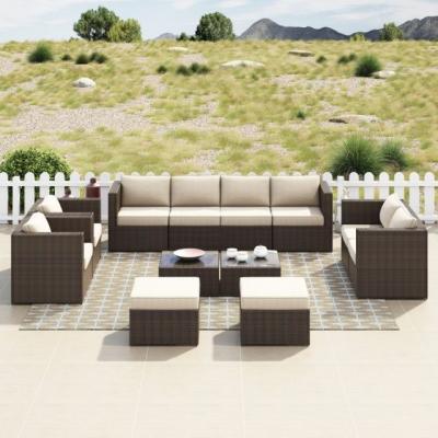 China Modern Wholesale Outdoor Furniture Black Rattan Sofa Set With Comfortable Cushions Garden Sofa for sale