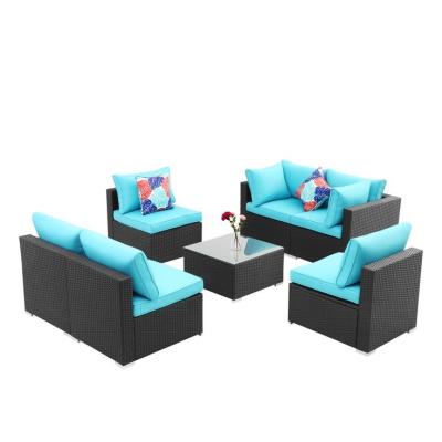 China Outdoor Plastic Rattan Sofa Set Modern Hot Outdoor Cheap Wicker Garden Style Garden Furniture for sale