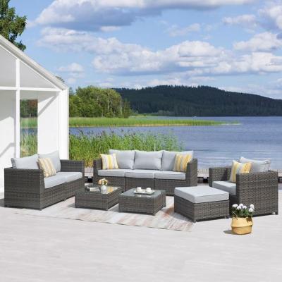 China Outdoor Plastic Rattan Sofa Set Cheap Modern Outdoor Wicker Garden Furniture Set for sale