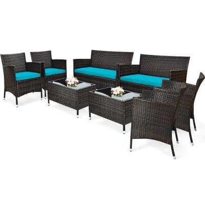 China Eco-freindly Outdoor Comfortable Plant Table and Chairs Combination Patio Rattan Chairs Outdoor Wicker Dining Table and Chairs for sale