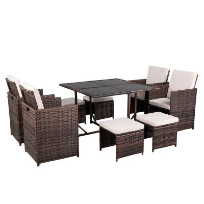 China Modern Hot Selling Rattan Dining Set With Cushions for sale