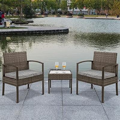 China Modern 3 Piece Chair Set With Coffee Table Hot Selling Rattan Dining Set With Cushions for sale