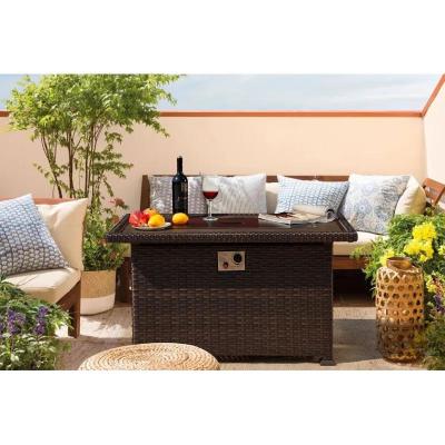 China Factory Modern Rattan Furniture Wicker Table Set Outdoor Patio Furniture Dining Table Fire Pit for sale