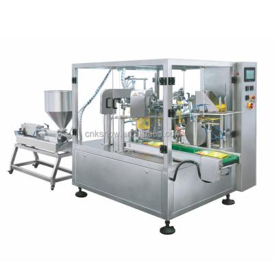 China Rotary Multifunctional Automatic Preformed Flat Bag Premade Pouch Bag Doypack Liquid Soap Packing Machine Food Packaging Machine for sale