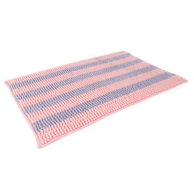 China Microfiber Sustainable Durable Quick Dry Chenille Striped Foot Bath Mat for sale