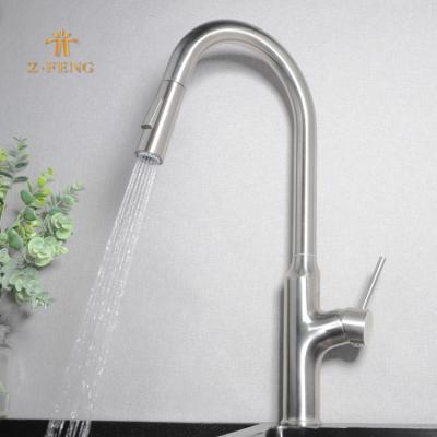 China Pull Out Single Spray Handle Water Faucet Kitchen Faucet Stream And Spray Mode Pull Down Kitchen Faucet for sale