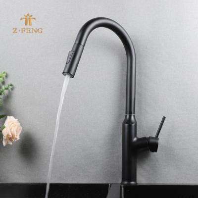 China Pull Out Spray K992 01 Modern Kitchen Faucet 31 2Stainless Steel Kitchen Sink Mixer Tap Black With Single Handle for sale