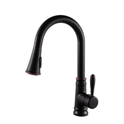 China Modern Kitchen Mixer Tap Oil Rubbed Kitchen Faucet Classic Bronze Black With Pull Down Sprayer for sale