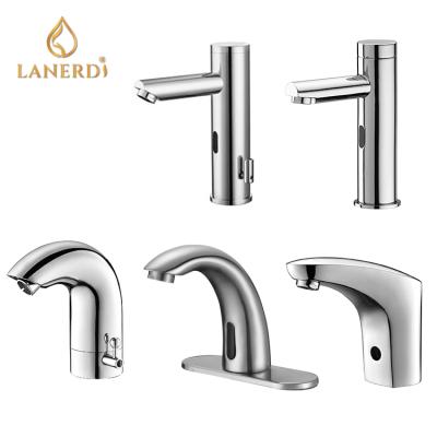 China Sense Lanerdi Faucets Hands Free Smart Motion Sensor Bathroom Basin Water Saving Faucet Auto Cut Out Mixer Tap Taps With Apron for sale