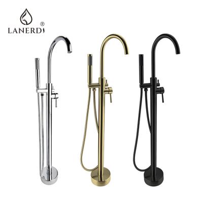 China Slide Barless UPC Nickel Brushed Freestanding Clawfoot Tub Floor Faucet Taps Floor Faucet for sale