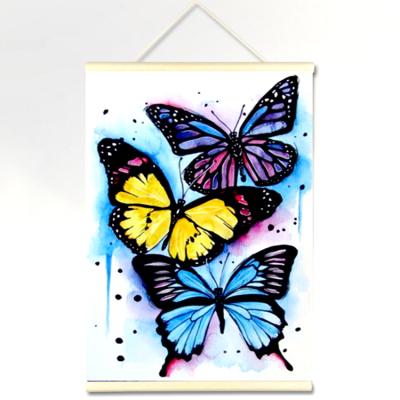 China New 3 Butterflys Diamond Art Kits Wall Art Wooden Poster Hanger 5D Environmental Material Design Full Drill for sale