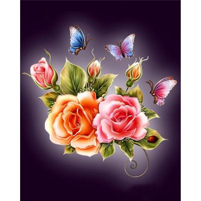 China Hot Sale Home Decorations/Gifts 26 Facets Full Drills Round Shiny Flowers and Butterfly Diamond Painting Diy Set For Adult for sale