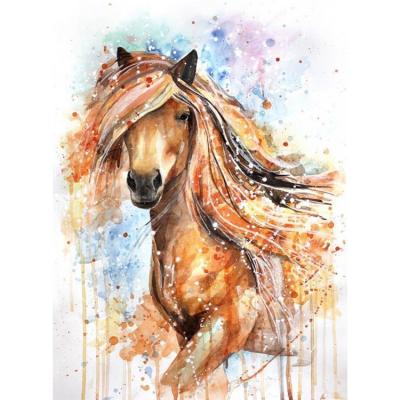 China Modern Canvas Moisture Proof Printed Digital Printing Cute Animal Horse Diamond Painting Cartoon Watercolor For Kids Room for sale