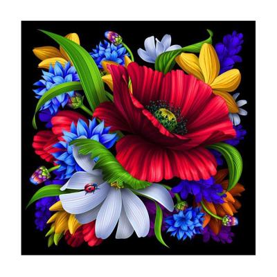 China Wholesale Custom Rhinestone Mosaic Full Drill ECO Round 5D Red Daisy Diamond Painting Kits Set for sale