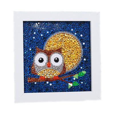 China Handmade Toy Round Resin Moon Owl Diamond Painting With Frame For Children Cartoon Hot Selling Painting for sale