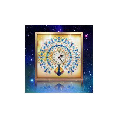 China ECO the new enumeration fashion DIY Diamond Painting Kits Square Peacock pattern Diamond Painting Clock for sale