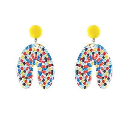 China Handmade Jewelry Dangling Diamond Painting Ear Drop Ear Pendants For The Ears Of Fashion And Sparkle Fashion Colorful Full Drill for sale