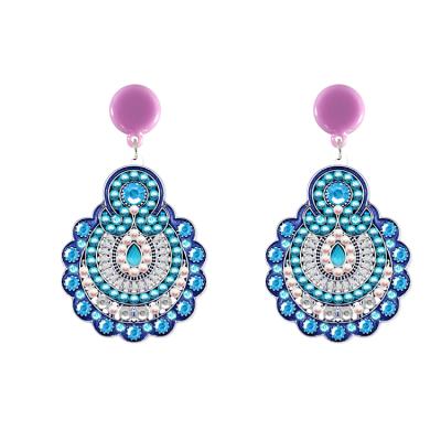 China Shape and Shimmer New Colorful Mosaic Crystal Hand Make 5D Acrylic Beaded Earrings Diy Diamond Painting Ear Pendants for sale