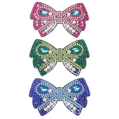 China 5D DIY Hair Clips 2022 Pcs Fashion 3 Pack Beautiful Diy 3D Rhinestone Bead Painted Bow Hair Clips For Girls for sale