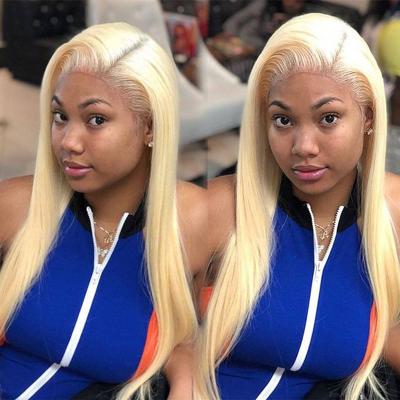 China 613 Lace Front Wig Human Hair Unprocessed Straight Blonde Silky Straight Frontal Lace Wigs 150% Density Lace Front Wig for sale