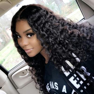 China Deep Wave 150% Density Deep Wave HD Lace Front Human Hair Wigs For Women Color With Baby Hair for sale