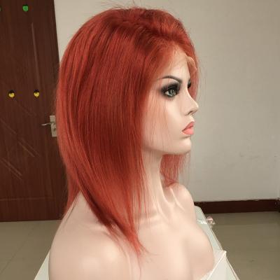 China Full Lace Human Hair Wigs Silky Straight Orange Brazilian Lace Frontal Color Wigs Straight With Baby Hair for sale