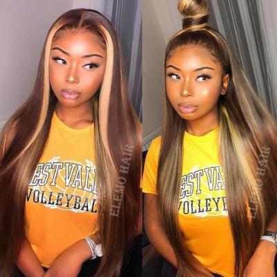 China Brazilian Human Hair Straight Lace Front Wigs Colored Silky Straight Wave Cuticle Aligned Lace Wigs For Black Women for sale